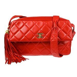 Chanel Red Lambskin Fringe Shoulder Bag XX40064
